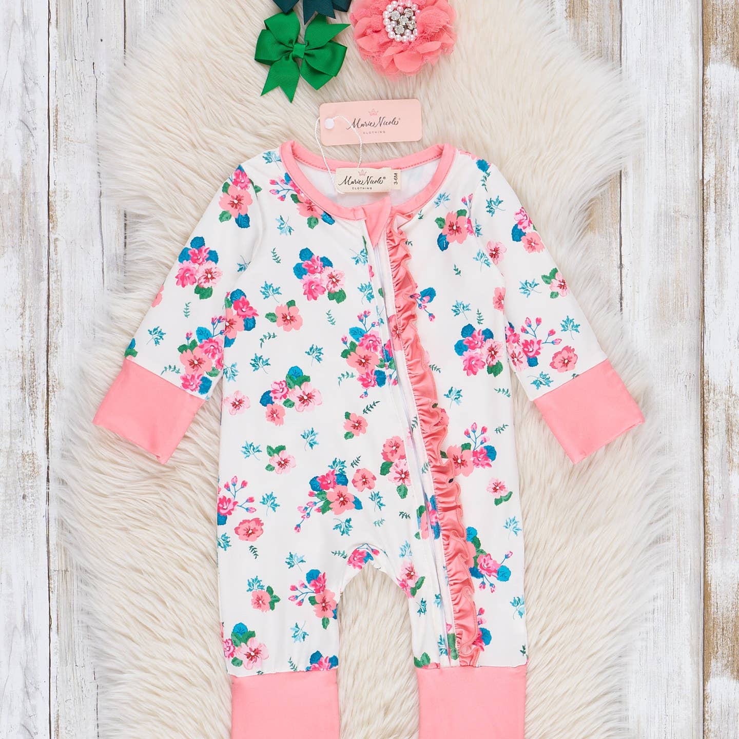 Coral Sweet Garden Ruffle Sleeper | The Crest Cafe & Shoppe